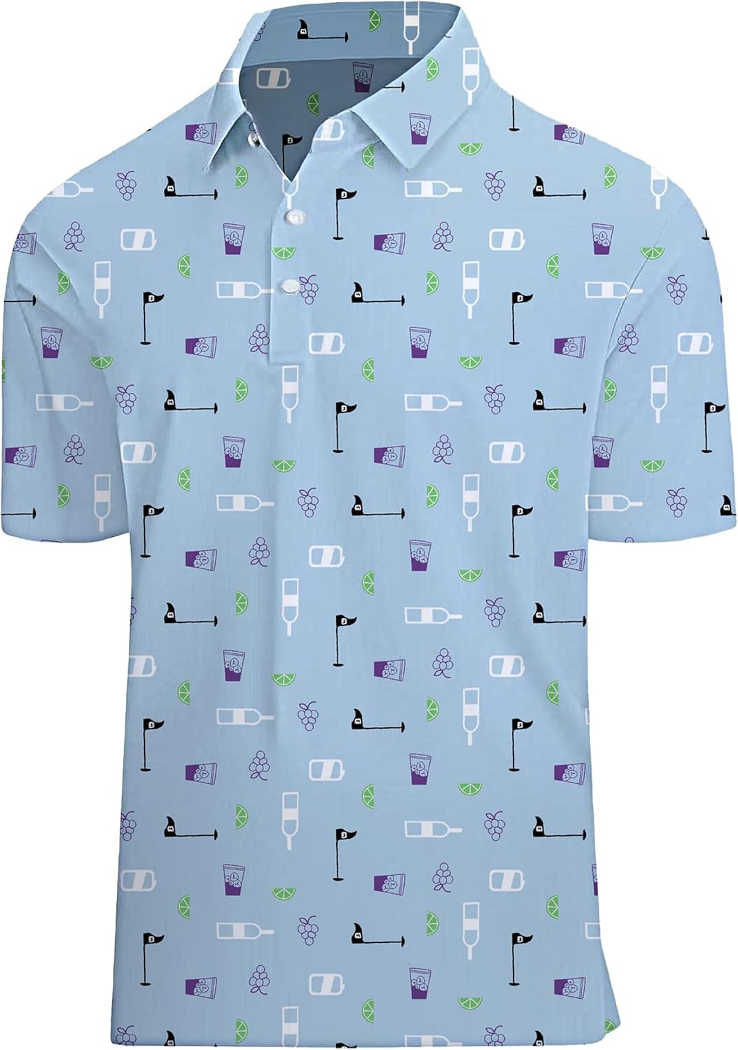 Golf Shirts for Men Printed Performance Moisture Wicking Short Sleeve Dry Fit Polo Shirts