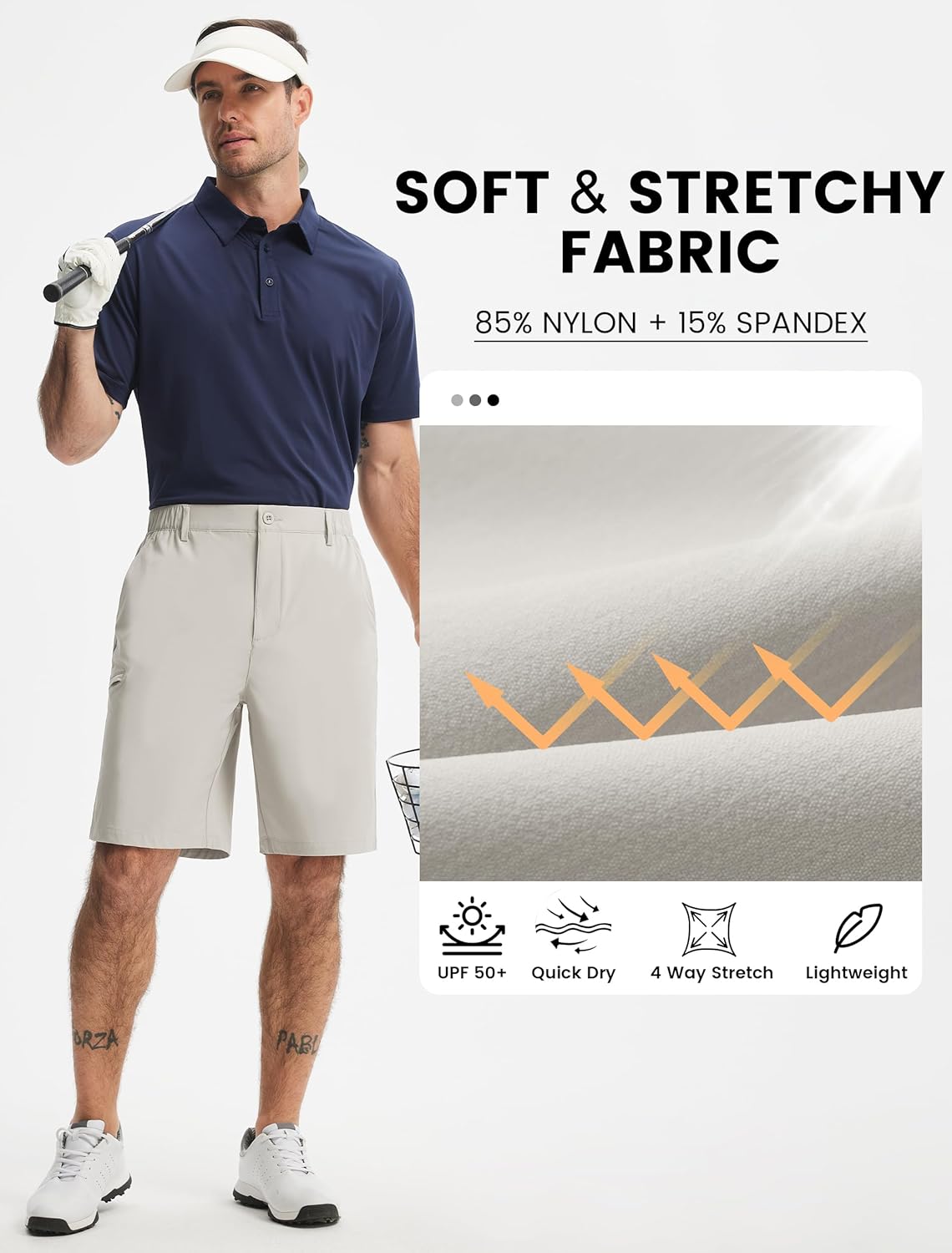Quick Dry Dress Shorts w/Zipper Pocket 