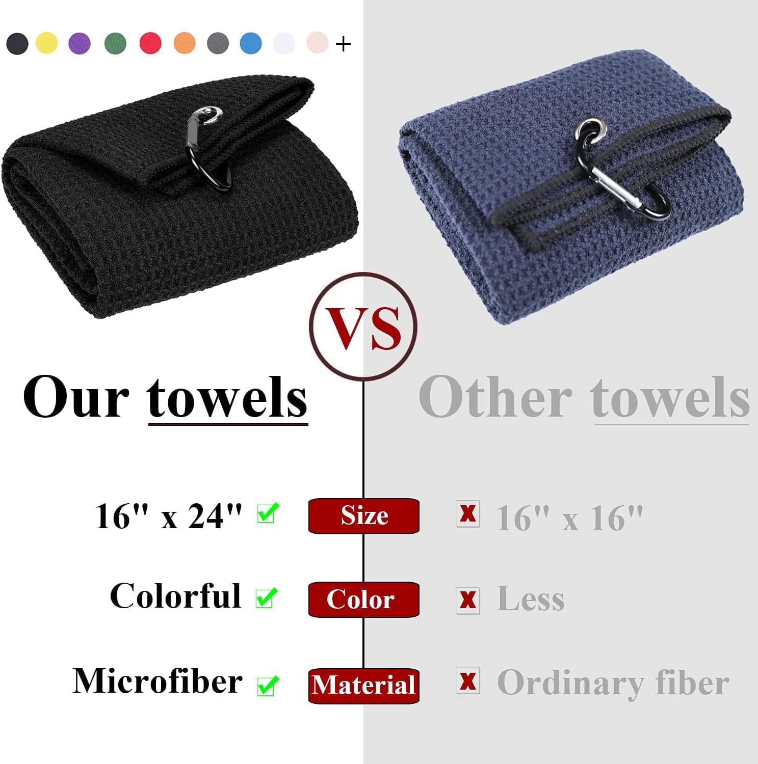 Microfiber Waffle Pattern Tri-Fold Golf Towel Set | Golf Club Brush| Golf Divot Tool