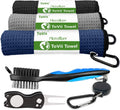 Golf Towel, Brush Tool Kit with Club Groove Cleaner + Golf Divot Tool