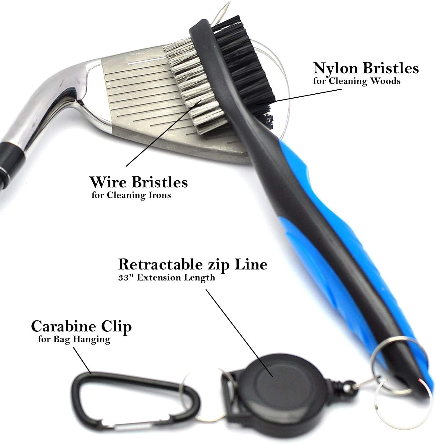 Golf Towel, Brush Tool Kit with Club Groove Cleaner + Golf Divot Tool 