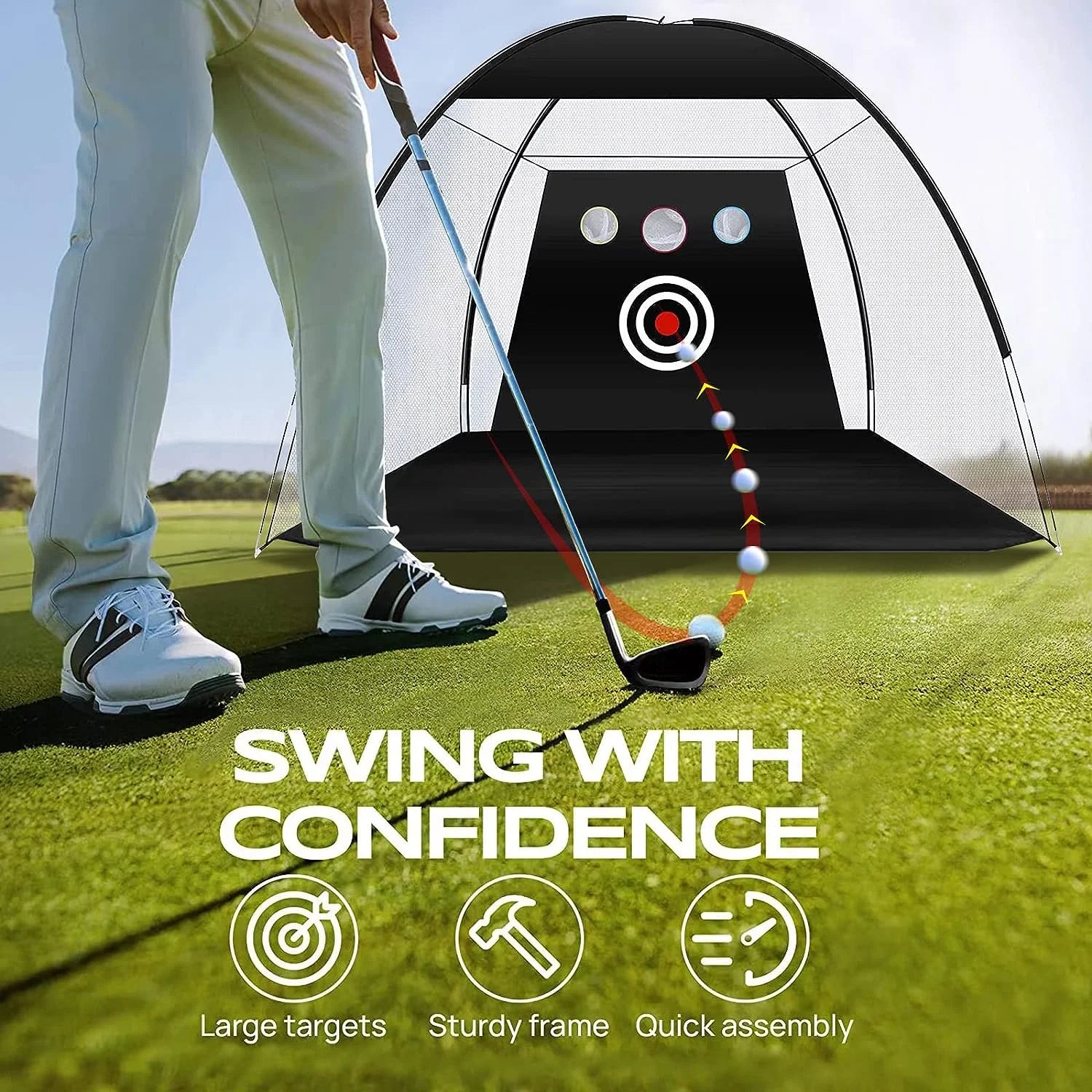 Red De Práctica De Golf De Alta Resistencia, Red De Columpio De 10X7 Pies, Ayudas De Entrenamiento Para Golpear, Objetivo Y Bolsa De Transporte
